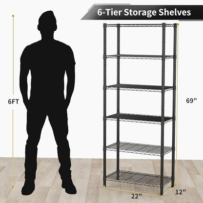 6 Tier Adjustable Storage Shelves, Heavy Duty Metal Utility Shelf 900LBS - Image 3