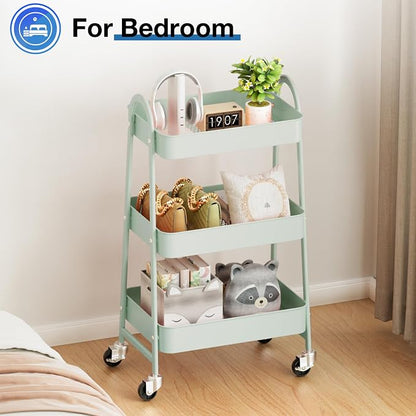 OLIXIS Metal Utility Cart, Mobile Rolling Storage Shelf - Image 6