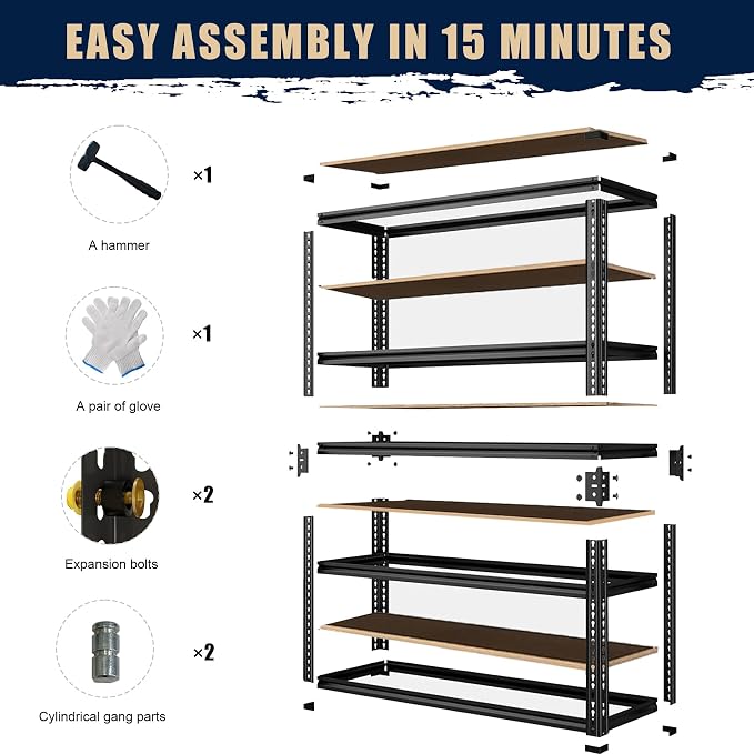 Garage Storage Shelves 72'', Ajustable Garage Shelving Units, Storage Shelves - Image 8