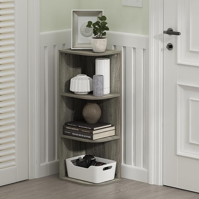 Furinno PASIR Book Shelf, 3-Tier Corner Bookshelf, Open Shelves Bookcase 9.3 x - Image 2