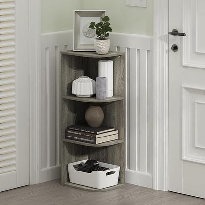 Furinno PASIR Book Shelf, 3-Tier Corner Bookshelf, Open Shelves Bookcase 9.3 x - Image 2