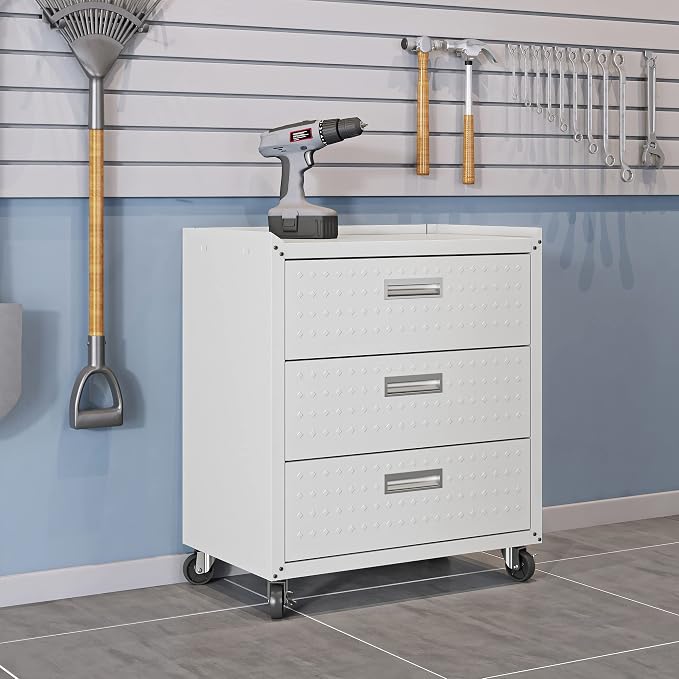 Manhattan Comfort Fortress 31.5-Inch Rolling Garage Tool Chest, 3-Drawer - Image 2