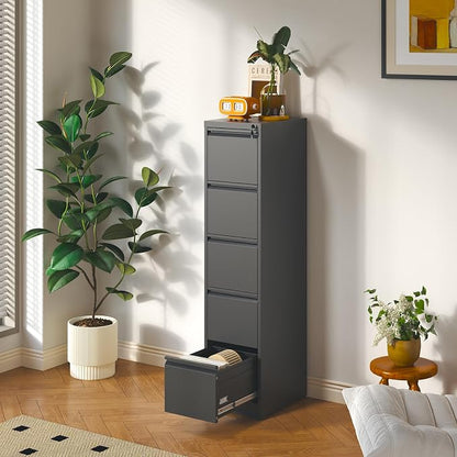 5 Drawer File Cabinet with Lock, Metal Vertical Filing Cabinet - Image 8