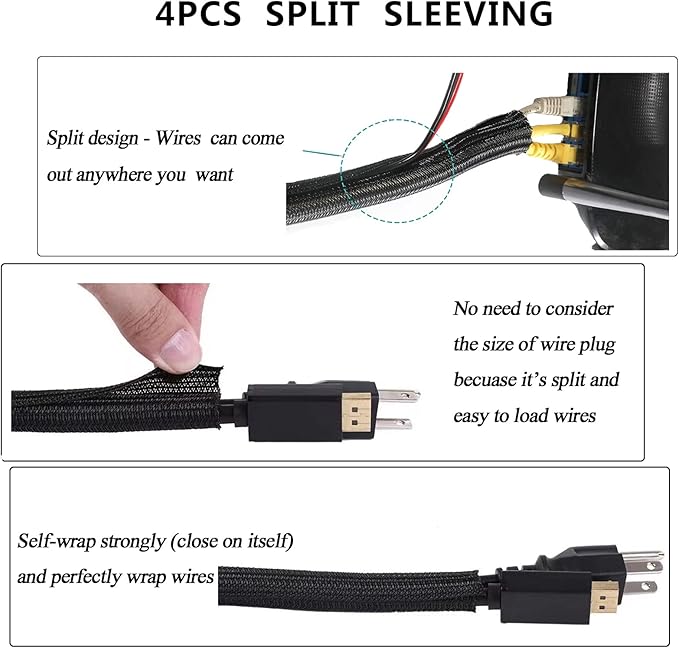 N NOROCME 192 PCS Cable Management Kit 4 Wire Organizer Sleeve, 11 Cable Holder - Image 5