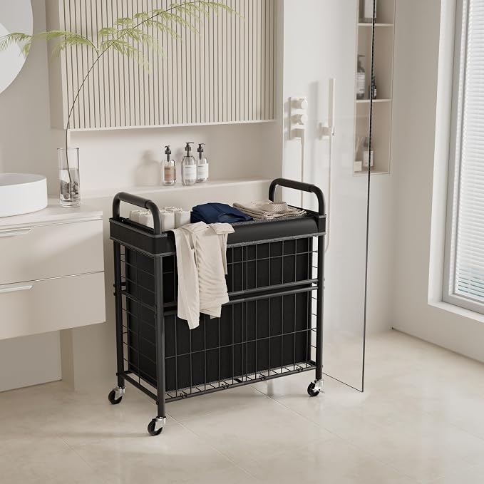 Laundry Hamper 3 Section, 145L Rolling Laundry Sorter Basket - Image 6