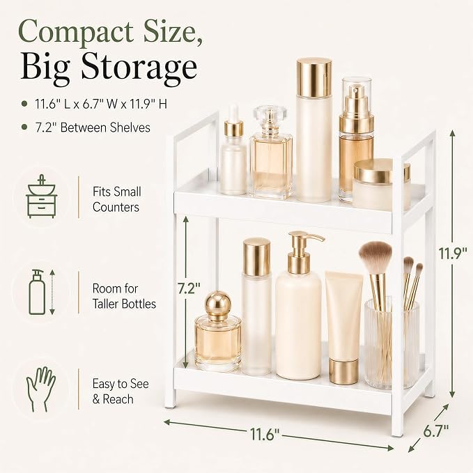 Bathroom Organizer Countertop, 2 Tier Counter Storage Shelf - Image 2