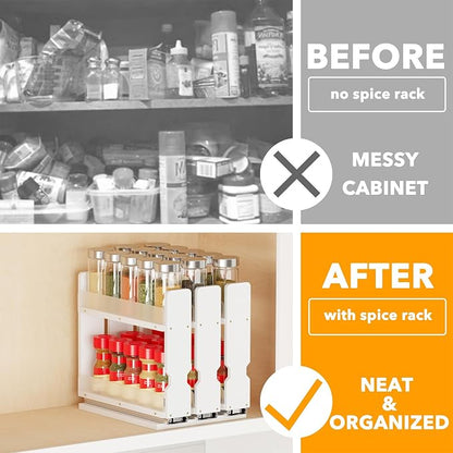 SpaceAid Bamboo Pull Out Spice Rack Organizer - Image 2