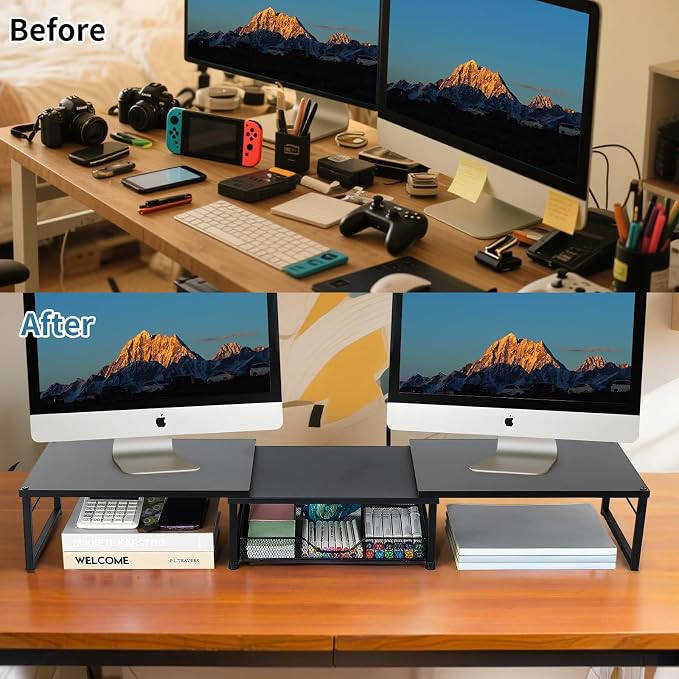 OPNICE Dual Monitor Stand Riser, Desk Organizer - Image 2