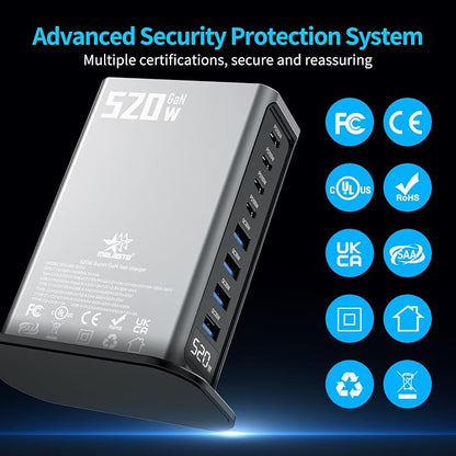 520W 8-Port USB-C Charging Station – 4×100W PD + 4×30W | Fast charger block - Image 7