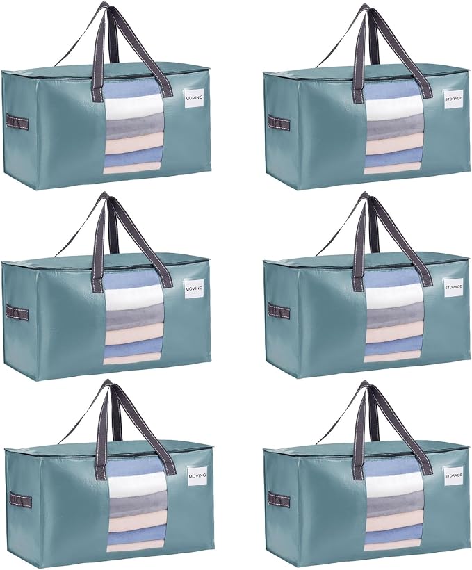 VENO 6 Pack Moving Bags, Comforter and Blanket Storage Bags by Veno