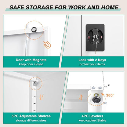 SISESOL White Metal Storage Cabinet - Image 6