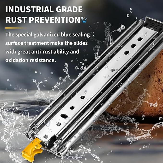 YENUO Locking Heavy Duty Drawer Slides Full Extension 12–60 Inch 320 LB | Side - Image 5