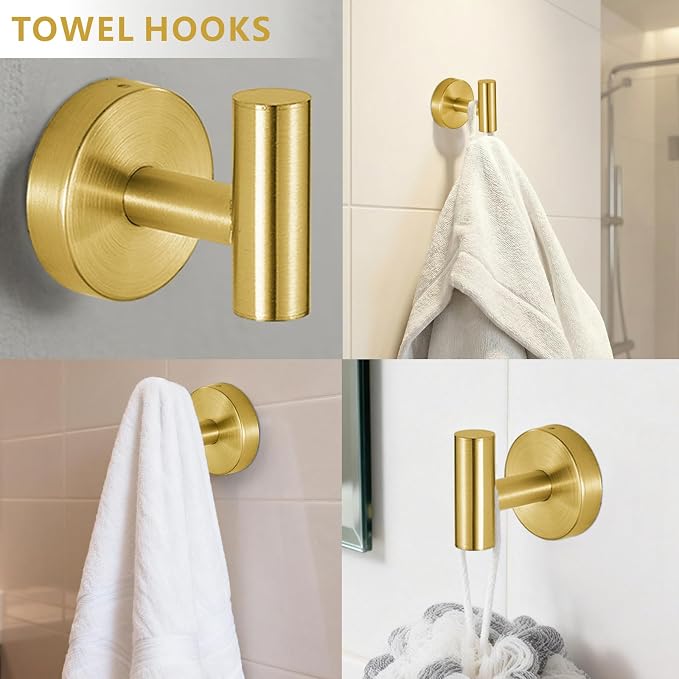 Bathroom Hardware Set Includes Towel Ring, Toilet Paper Holder and 2 Towel Hooks - Image 5