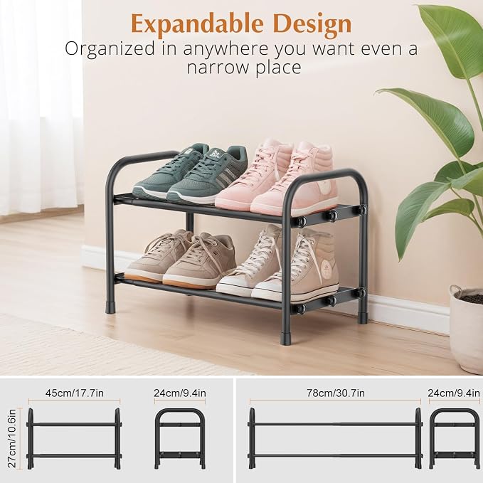 INSMART 2-Tier Expandable Shoe Rack:Stackable and Adjustable Shoes Organizer - Image 3