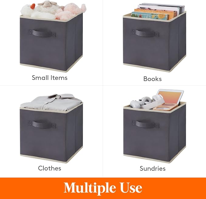 Lifewit Storage Cubes, 13 Inch Organizer Bins, 36L Gray, 6 Packs | Foldable - Image 6
