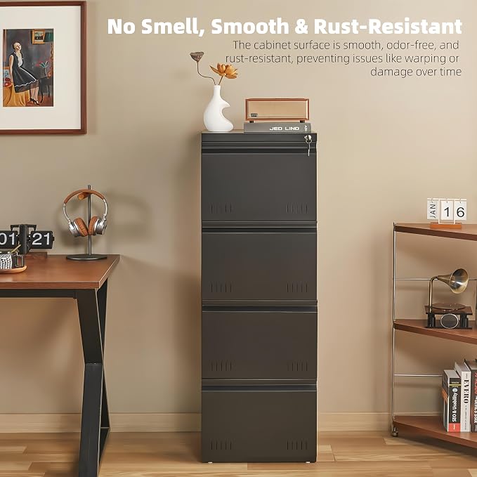 Metal File Cabinet with Lock, Vertical 4 Drawer File Cabinets - Image 7