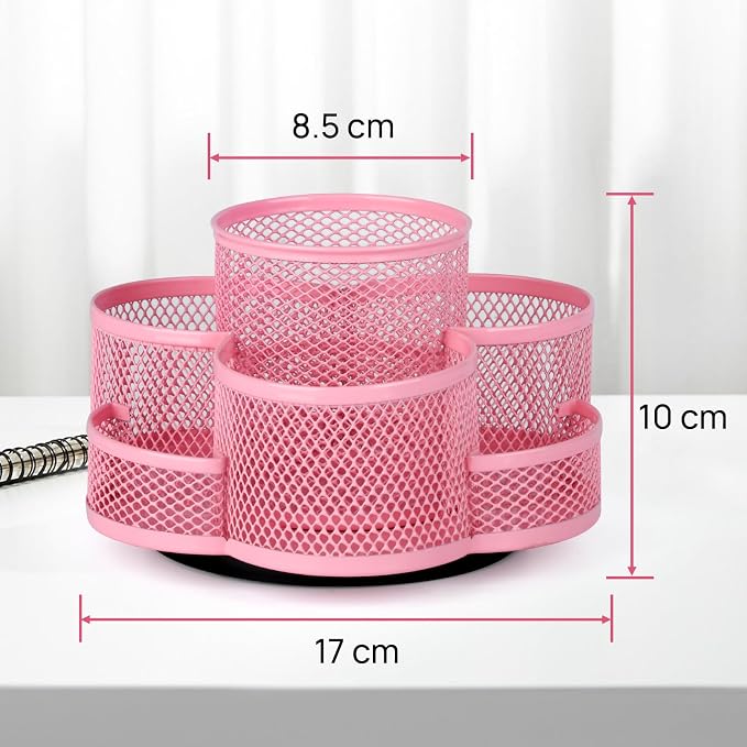 Topwey Pink Pen Holder for Desk, Rotating Pencil Holder, Cup Holder for Desk - Image 6