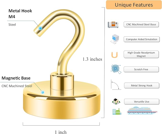 Neosmuk Magnetic Hooks, Heavy Duty 85lb+ Strong Magnet Hook - Image 5