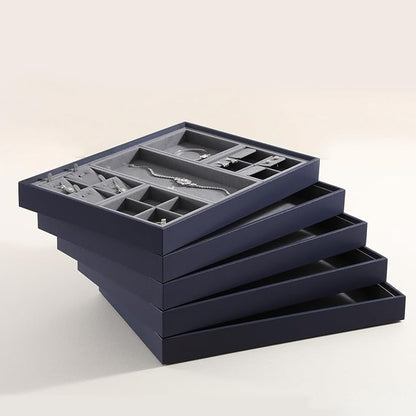 Dark Blue Jewelry Display Tray Ring Necklace Earring Bangle Organizer - Image 5
