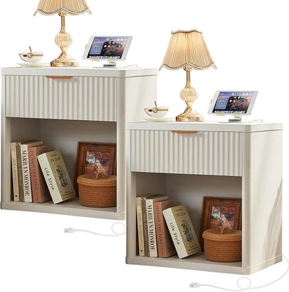 LEYAOYAO Fluted Farmhouse Nightstand Set of 2 by LEYAOYAO-Findtheshiningpointofyourideallife%EF%BC%81