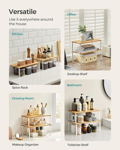 SONGMICS Cabinet Organizer Shelf, Kitchen Storage, Spice Rack, Expandable - Image 3