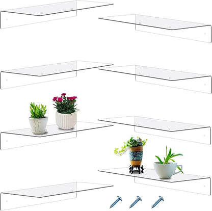 Blulu 8 Pcs Clear Acrylic Floating Shelves by Blulu