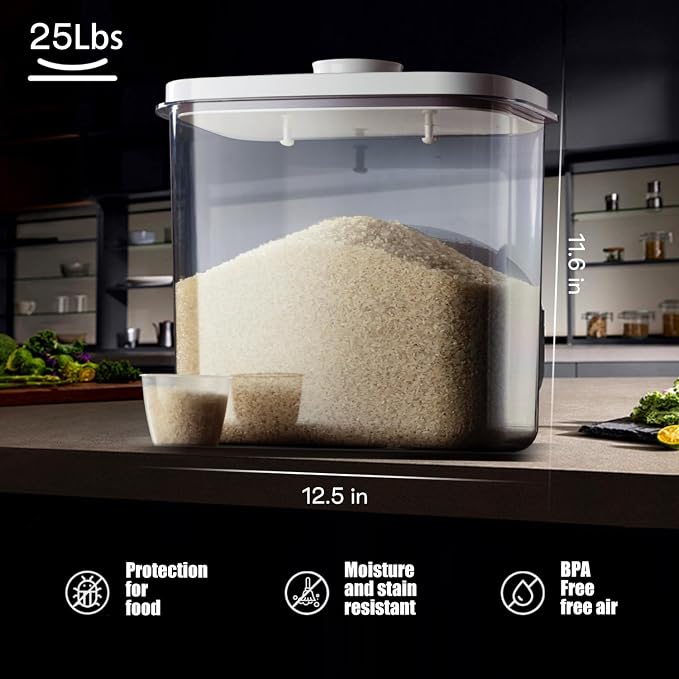 Rice Container - 25 Lbs/12KG/12L Rice Dispenser Storage - Image 7