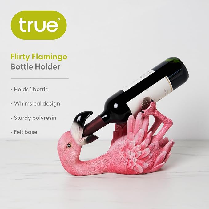True Flirty Flamingo Polyresin Wine Bottle Holder, Wine Accessories, Wine Bar - Image 2