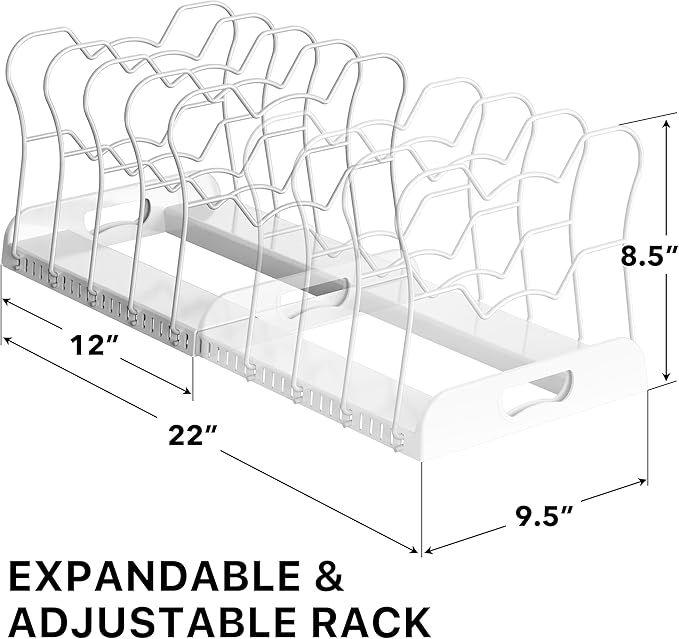 Simple Houseware Expandable Pan Organizer Rack, 10 Adjustable Compartments - Image 2