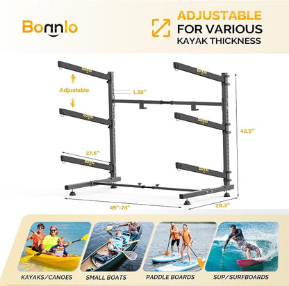 Bonnlo Kayak Storage Rack, Adjustable Heavy Duty Kayak Rack - Image 2
