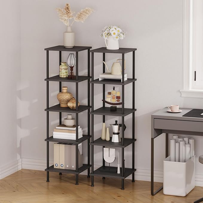 HOOBRO 5-Tier Corner Shelf Stand, Corner Square Rack Display Shelf, Tall - Image 5
