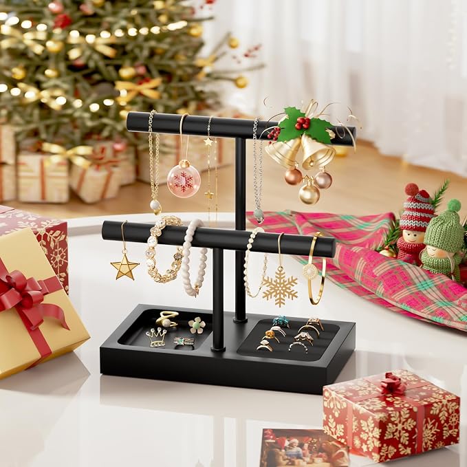 SZQINJI Jewelry Holder Organizers Bracelet Holder Display Stand, Solid Wood Base - Image 2