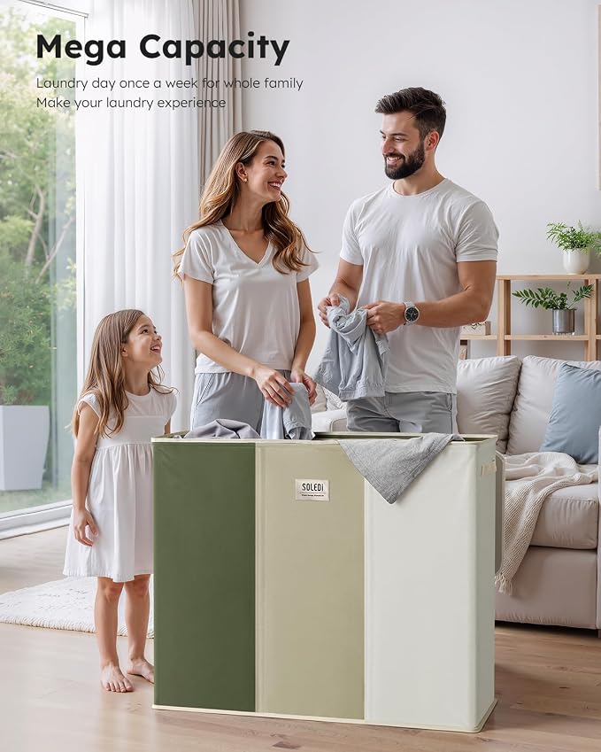 SOLEDI 180L 3-Section Laundry Hamper - Image 2