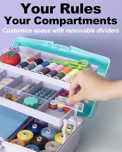 TERGOO 12in 3-Layer Plastic Craft Organizers and Storage, Portable Folding - Image 4