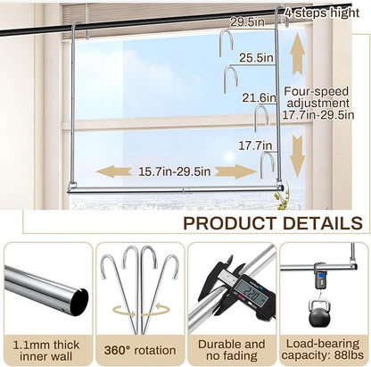 2 Pack Closet Rod Extender Adjustable 16-29 Inches, Double Hanging Organizer - Image 2