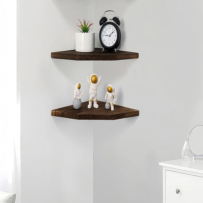 Joiishom Wood Corner Wall Shelves Set of 2, Solid Wood Corner Floating Shelves - Image 4