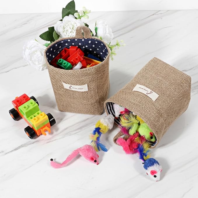 2 Pack Hanging Basket for Door Jute Hanging Wall Storage Baskets, Small Linen - Image 2
