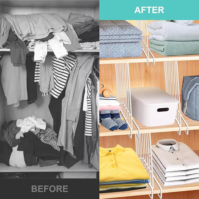 Shelf Dividers for Closet Organization, 8 Pack Metal Closet Shelf Dividers - Image 5