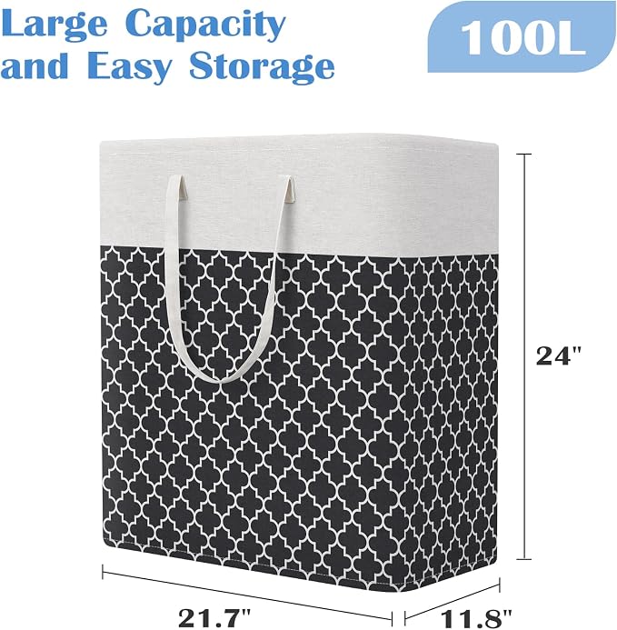 BlissTotes 3-Pack Laundry Basket, Freestanding＆Waterproof Laundry Hamper - Image 2