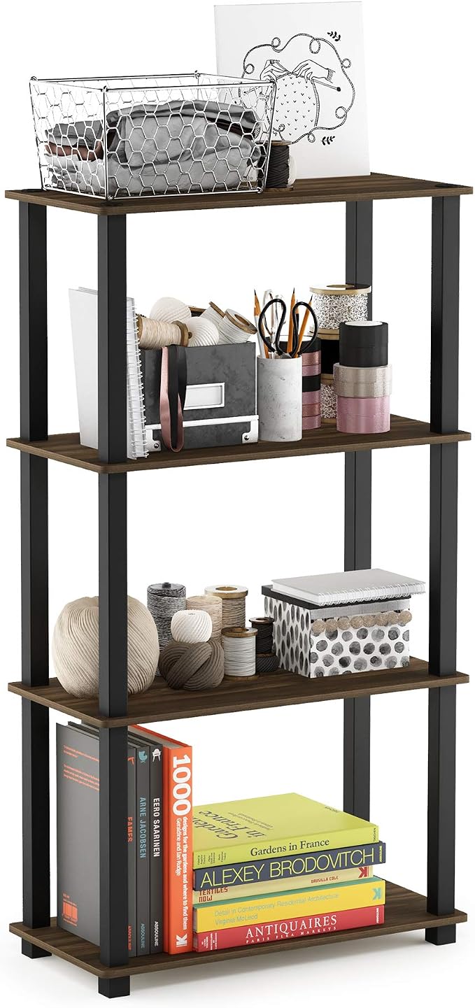 Furinno TURN-S-TUBE Storage Shelves, 4-Tier Book Shelf, Corner Shelf, Toolless by Furinno-FitsYourSpaceFitsYourBudget