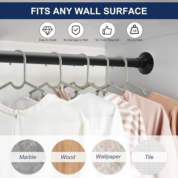 No Drilling Closet Rod, 27.5-63 Inches Hanging Closet Rod - Image 4