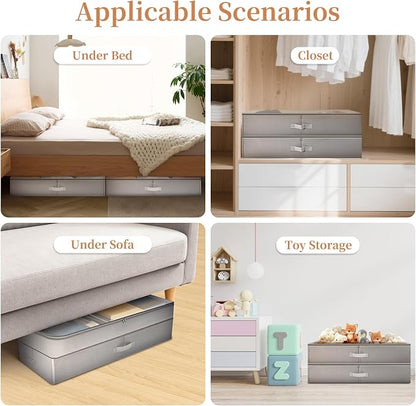 2 Pack 80L Under Bed Storage, Adjustable Height Large Storage Bins - Image 7