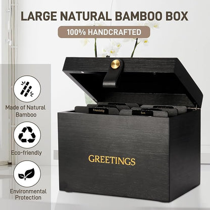 Large Bamboo Greeting Card Organizer Box - Image 3