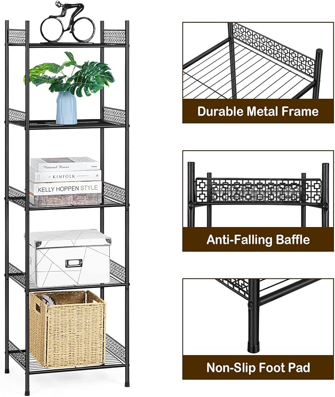 Nandae 5-Tier Bathroom Storage Shelf, Heavy Duty Wire Shelving Unit Free - Image 5