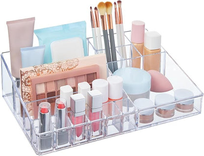 STORi Audrey Clear Vanity Makeup Organizer | 15-Compartment Holder by STORi
