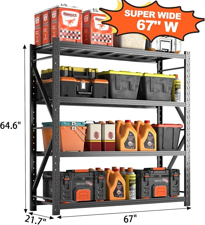 Metal Garage Shelving Unit, Heavy Duty Adjustable Industrial Storage Shelves - Image 3