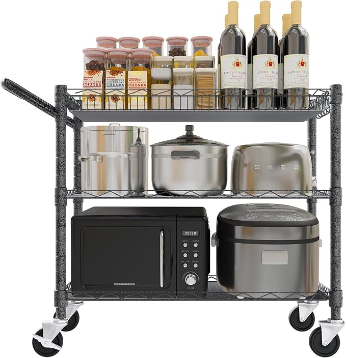 YNN Utility Rolling Cart, 990Lbs 3 Tier Heavy Duty Metal Cart by YNN