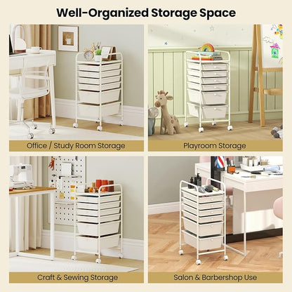 Giantex 6 Storage Drawer Cart Rolling Organizer Cart - Image 4