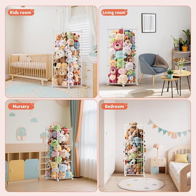 GoKEDA Extra Large Metal Stuffed Animals Storage Tower | Stable heavy-duty - Image 7