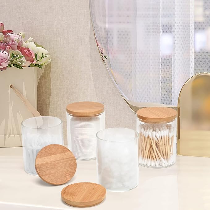4 Pack Glass Qtip Holder Dispenser Set - Image 4
